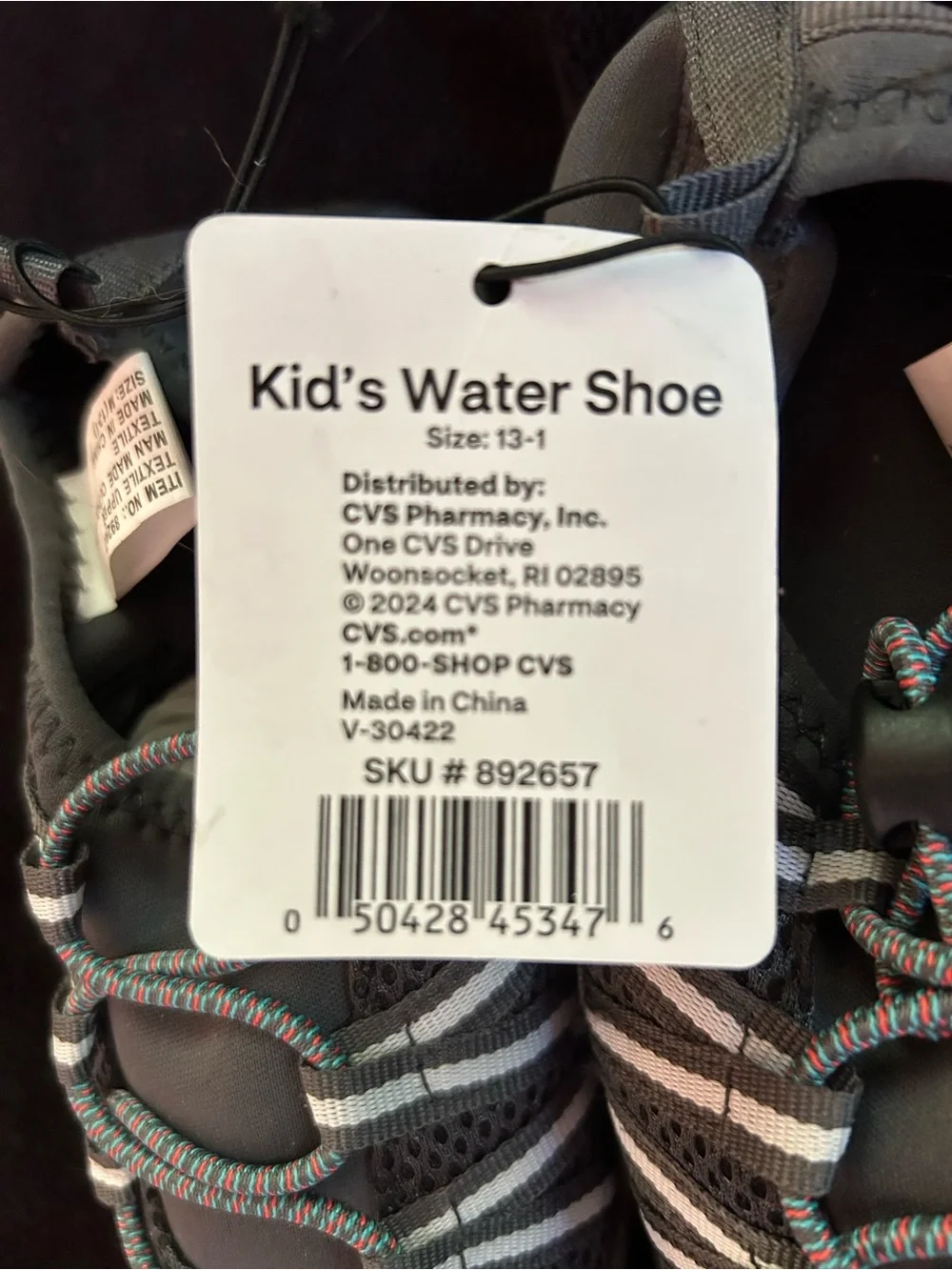 Kids Gray Mesh Water Shoes with Elastic Bungee Closure